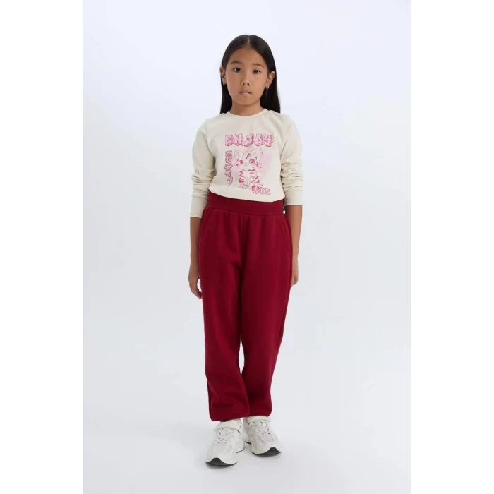 D7008 Beli Paçası Lastikli Cepli Basic Düz Jogger Eşofman Altı