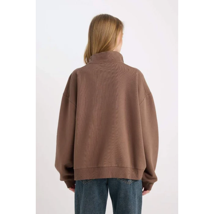 D7206 Oversize Fit Yarım Fermuarlı Sweatshirt