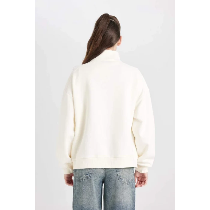 D7206 Oversize Fit Yarım Fermuarlı Sweatshirt