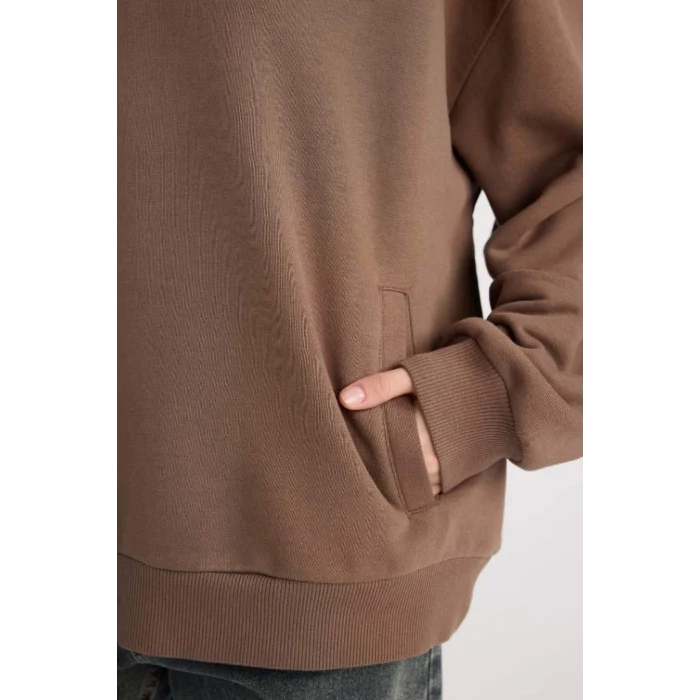 D7206 Oversize Fit Yarım Fermuarlı Sweatshirt