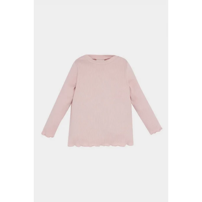 D7252 Kız Bebek 2li Takım Çiçekli Fitilli Kaşkorse Uzun Kollu Basic Tişört Elbise