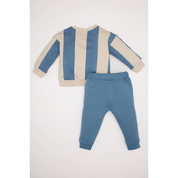 D7651 2li Takım Çizgili Sweatshirt Eşofman Altı