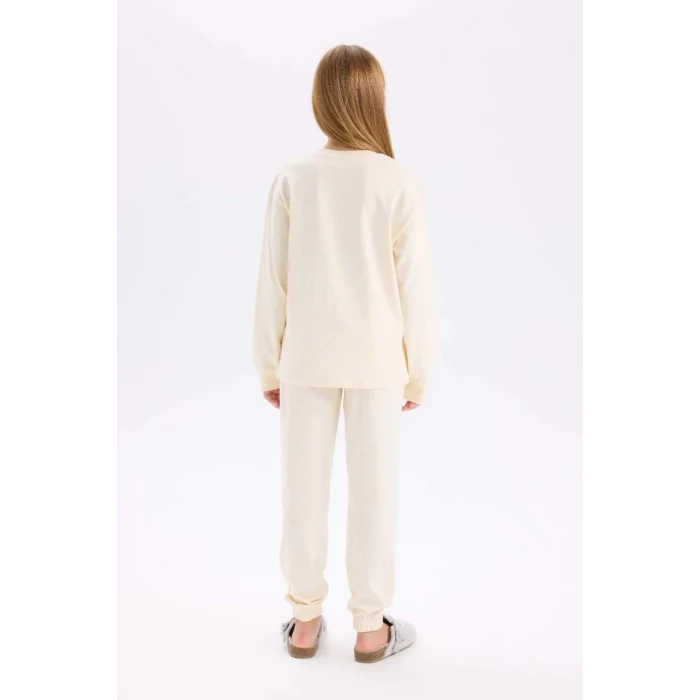 D7751 Disney Mickey & Minnie Bisiklet Yaka Uzun Kollu Üst Uzun Alt Pijama Takımı