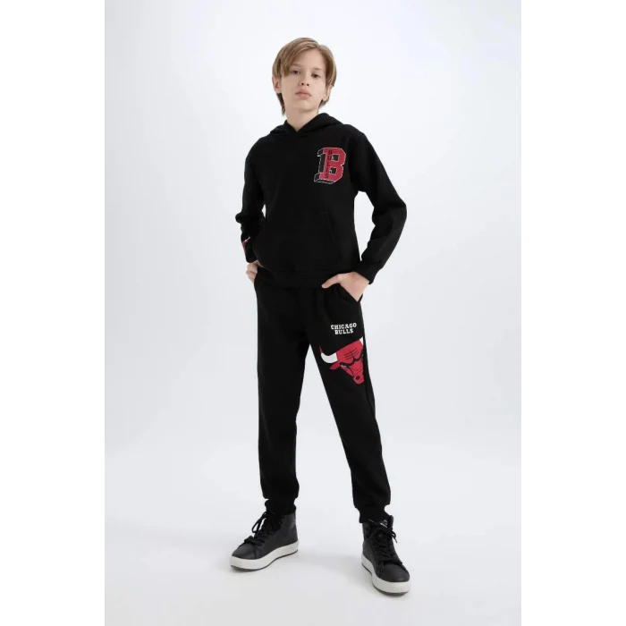 D8016 NBA Chicago Bulls Beli Paçası Lastikli Jogger Eşofman Altı
