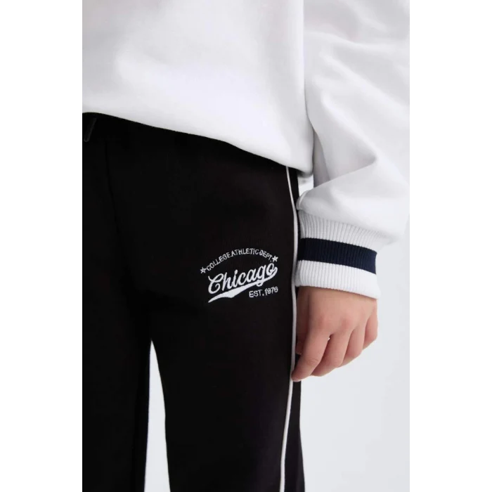 D8092 Kız Çocuk Beli Lastikli Baskılı Pamuklu Jogger Eşofman Altı