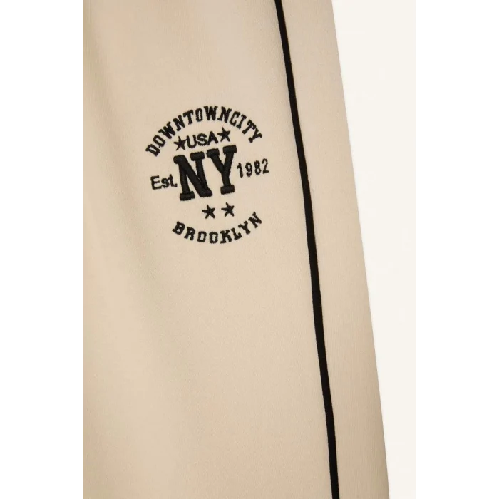 D8092 Kız Çocuk Beli Lastikli Baskılı Pamuklu Jogger Eşofman Altı