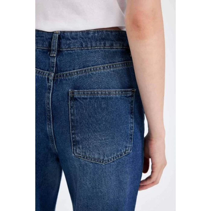 D8153 90s Wide Leg Yüksek Bel Uzun Jean Yıkamalı Pantolon