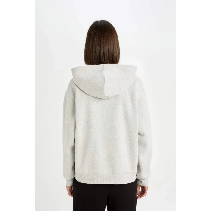 D8717 Relax Fit Kapüşonlu Kalın Fermuarlı Hırka
