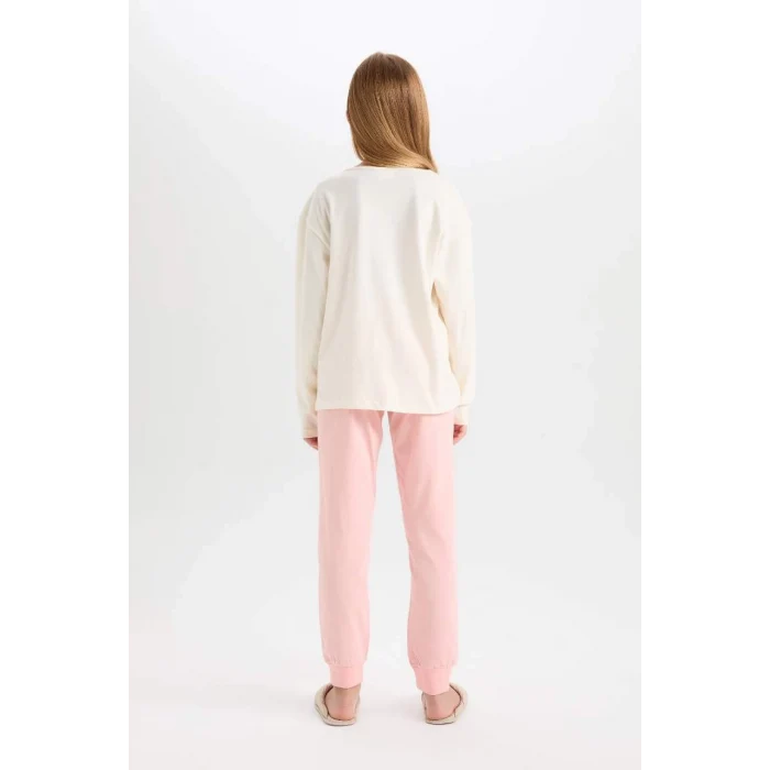 D9176 Snoopy Uzun Kollu Üst Beli Lastikli Uzun Alt Pijama Takımı