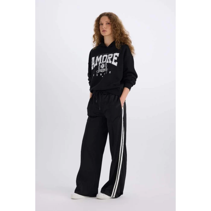 D9899 Wide Leg Geniş Paça Beli Lastikli Cepli Uzun Boy Eşofman Altı