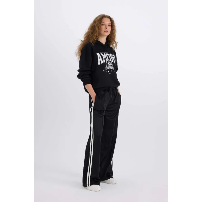 D9899 Wide Leg Geniş Paça Beli Lastikli Cepli Uzun Boy Eşofman Altı