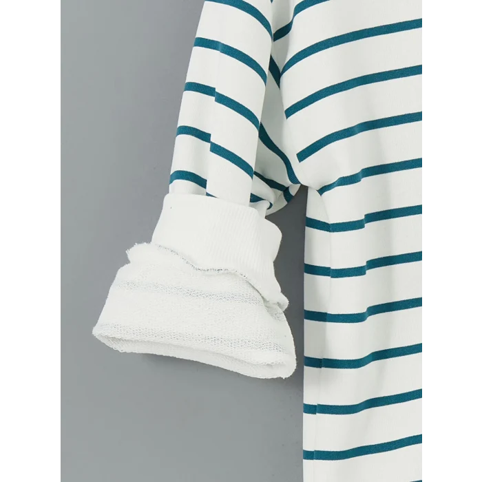 LCW Kids Petrol Bisiklet Yaka Çizgili Erkek Çocuk Sweatshirt ve Pantolon 2li