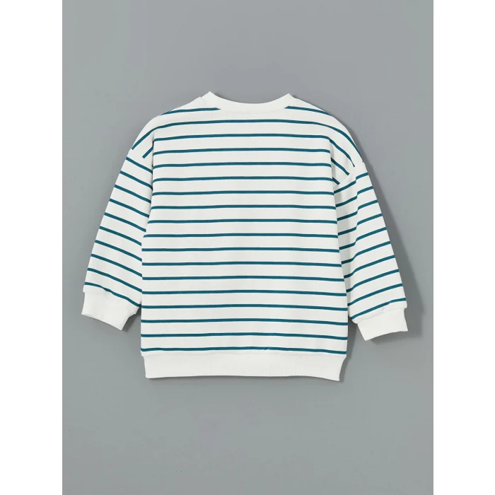 LCW Kids Petrol Bisiklet Yaka Çizgili Erkek Çocuk Sweatshirt ve Pantolon 2li