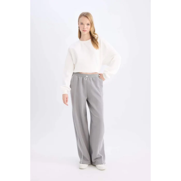 E0163 Coool Beli Lastikli Wide Leg Geniş Bol Paça Eşofman Altı