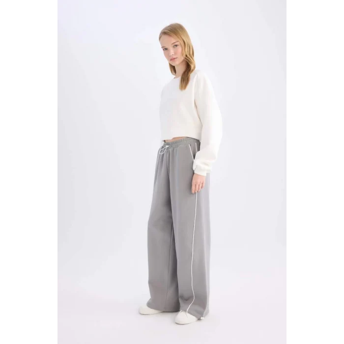 E0163 Coool Beli Lastikli Wide Leg Geniş Bol Paça Eşofman Altı