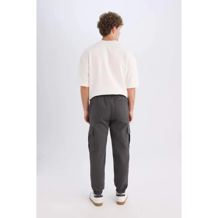 E0884 Jogger Regular Beli Bağcıklı Dokulu Kargo Cepli Pantolon