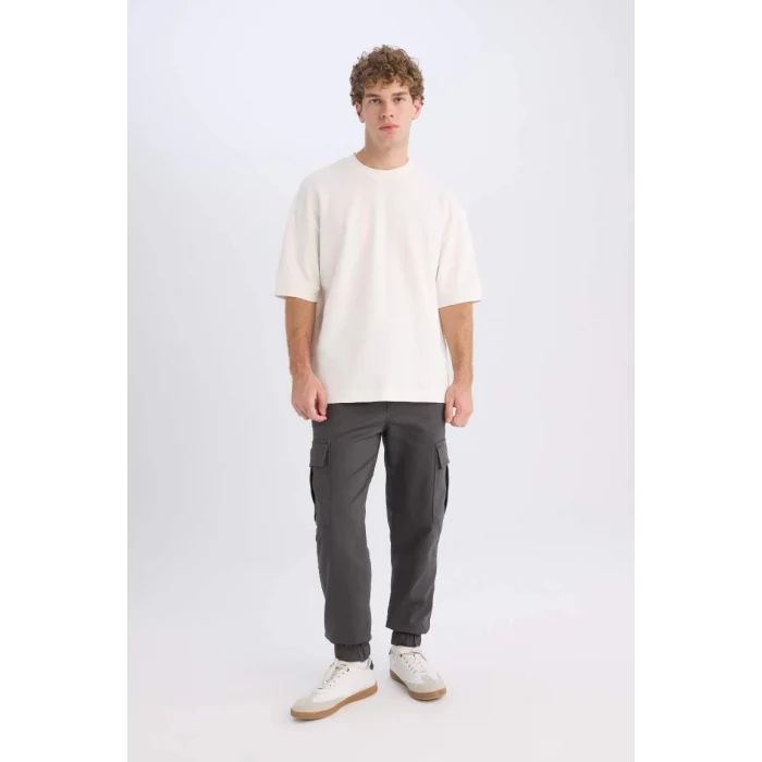 E0884 Jogger Regular Beli Bağcıklı Dokulu Kargo Cepli Pantolon