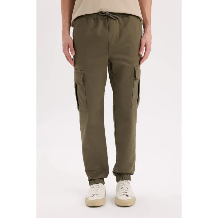 E0884 Jogger Regular Beli Bağcıklı Dokulu Kargo Cepli Pantolon