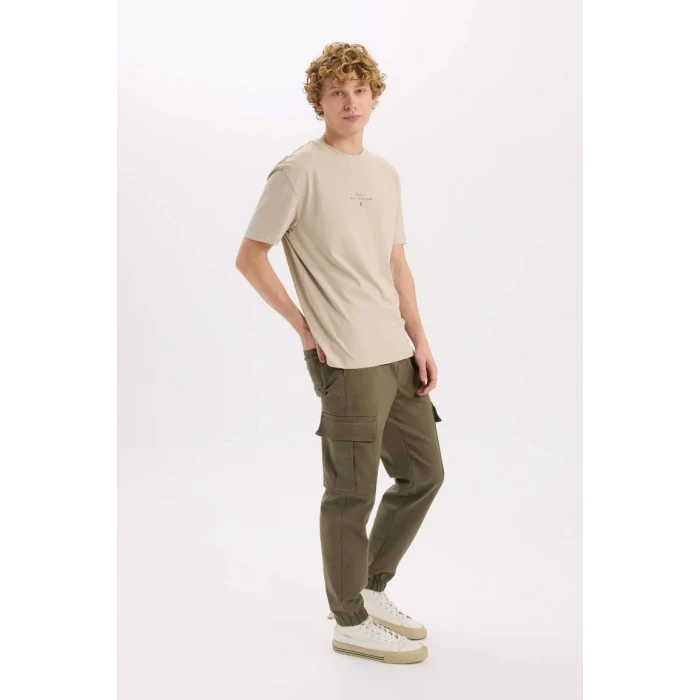 E0884 Jogger Regular Beli Bağcıklı Dokulu Kargo Cepli Pantolon