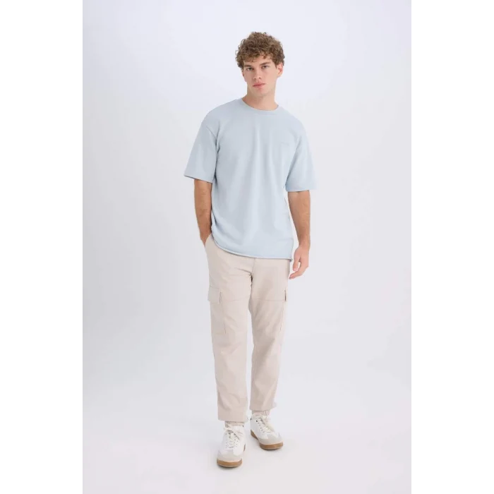 E1037 Jogger Gabardin Pantolon Beli Lastikli Kargo Cepli Lastikli Paça