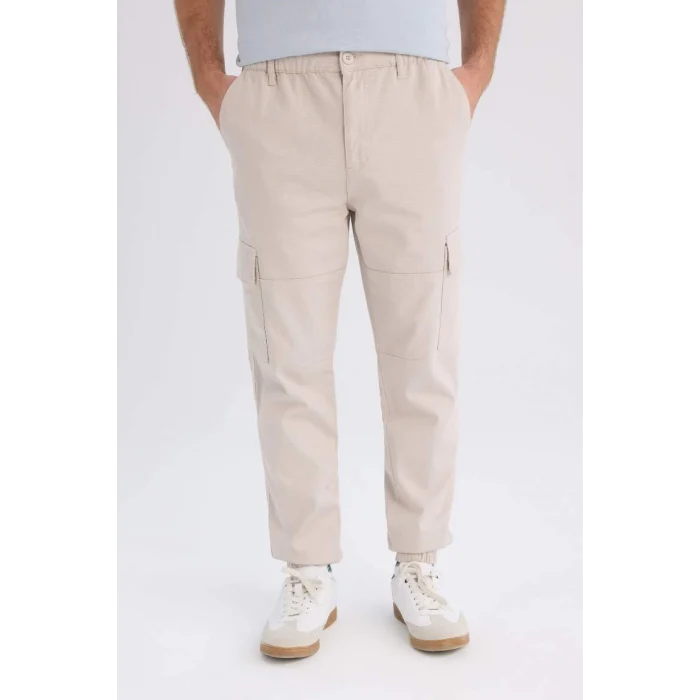 E1037 Jogger Gabardin Pantolon Beli Lastikli Kargo Cepli Lastikli Paça