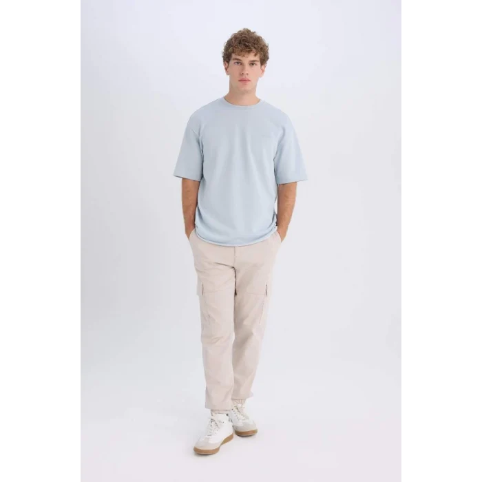 E1037 Jogger Gabardin Pantolon Beli Lastikli Kargo Cepli Lastikli Paça