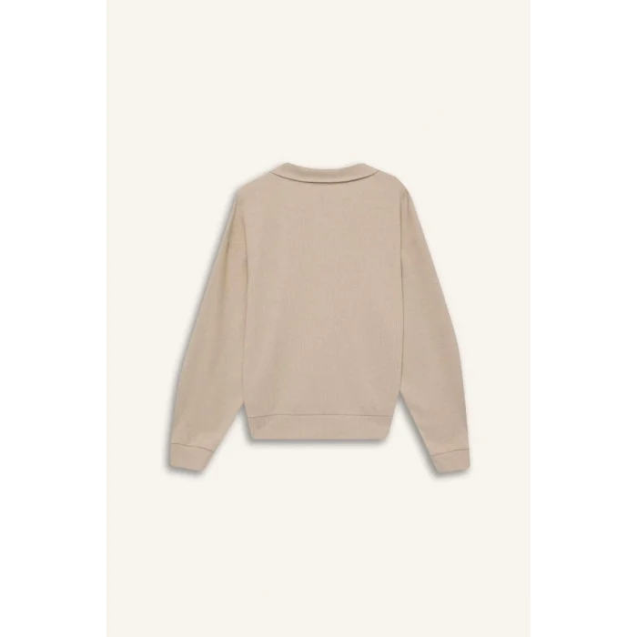 E1850 Regular Fit Yarım Fermuarlı Baskılı Casual Sweatshirt