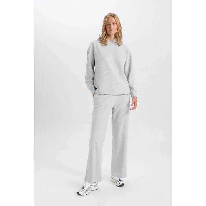 E1998 Lastikli Bağcıklı Basic Düz Cepli Eşofman Alt