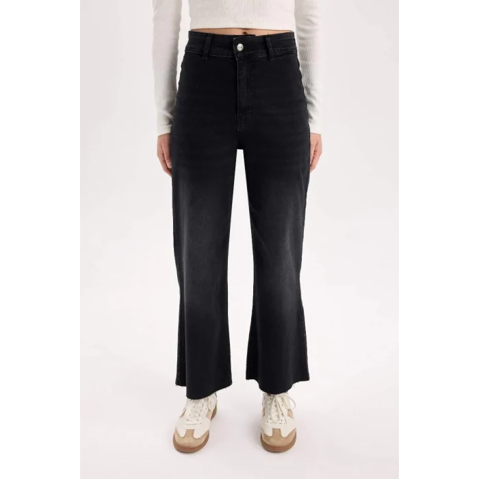 E2159 Culotte Yüksek Bel Uzun Jean Pantolon