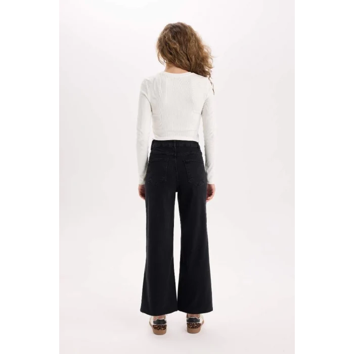 E2159 Culotte Yüksek Bel Uzun Jean Pantolon