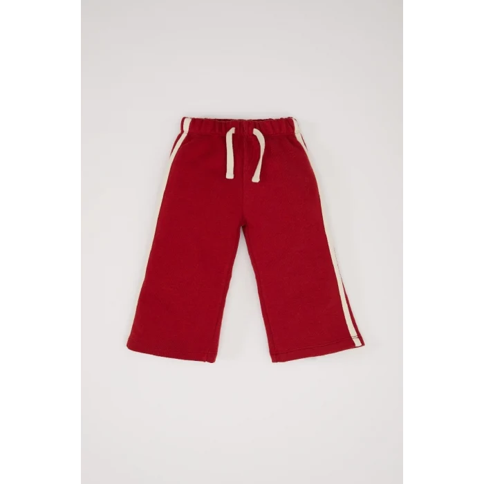 E2214 Kız Bebek Bisiklet Yaka Baskılı Sweatshirt Beli Lastikli Eşofman Altı 2li Takım