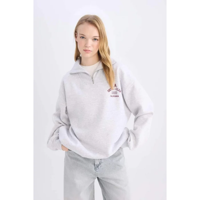 E2433 Coool Oversize Fit Geniş Kalıp Basic Düz Sweatshirt