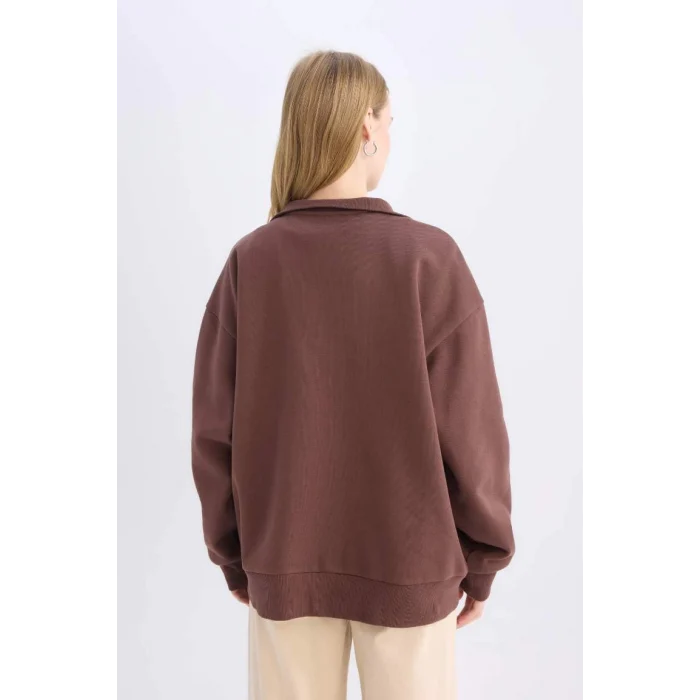 E2433 Coool Oversize Geniş Kalıp Basic Düz Sweatshirt