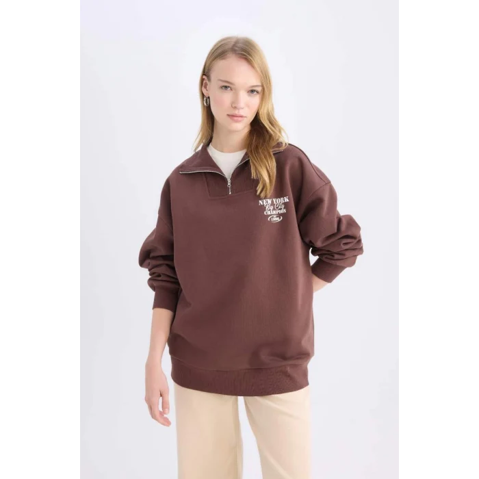 E2433 Coool Oversize Geniş Kalıp Basic Düz Sweatshirt
