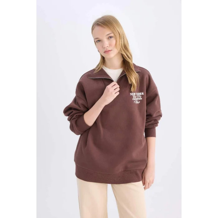 E2433 Coool Oversize Geniş Kalıp Basic Düz Sweatshirt