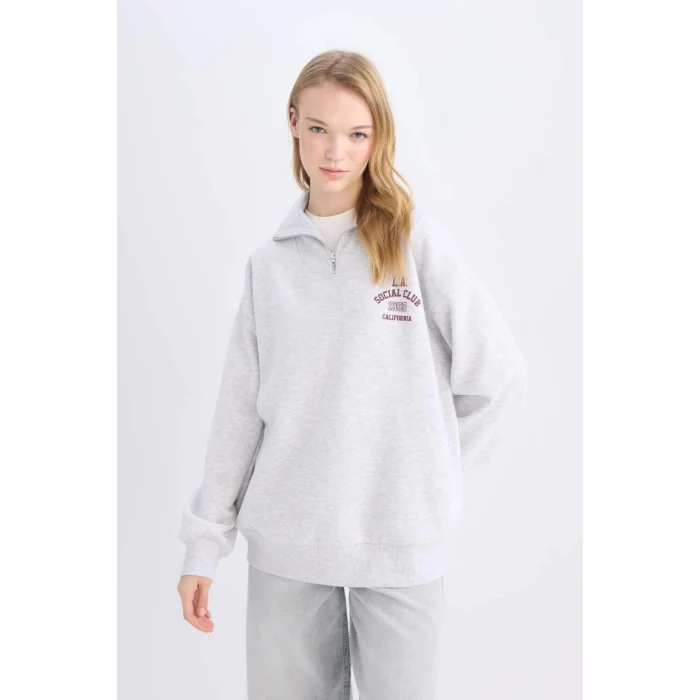E2433 Coool Oversize Fit Geniş Kalıp Basic Düz Sweatshirt