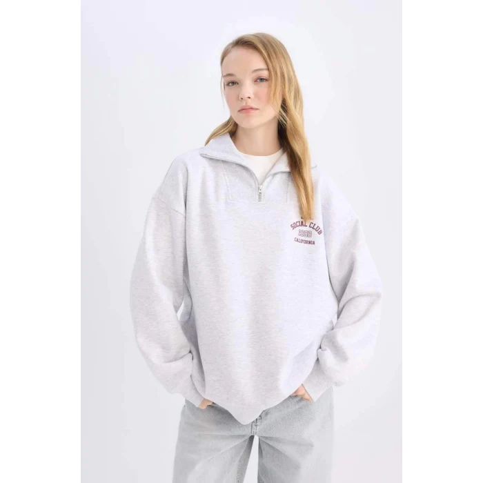 E2433 Coool Oversize Fit Geniş Kalıp Basic Düz Sweatshirt