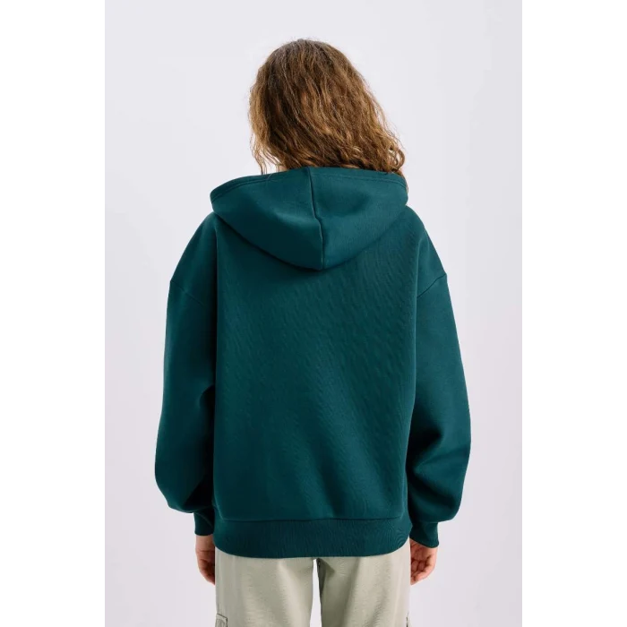 E3331 Regular Fit Bisiklet Yaka Baskılı Kalın Kumaş Sweatshirt