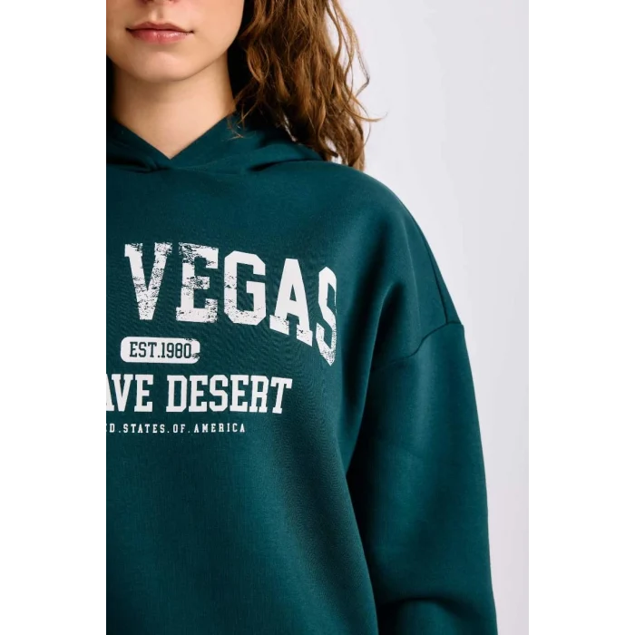 E3331 Regular Fit Bisiklet Yaka Baskılı Kalın Kumaş Sweatshirt