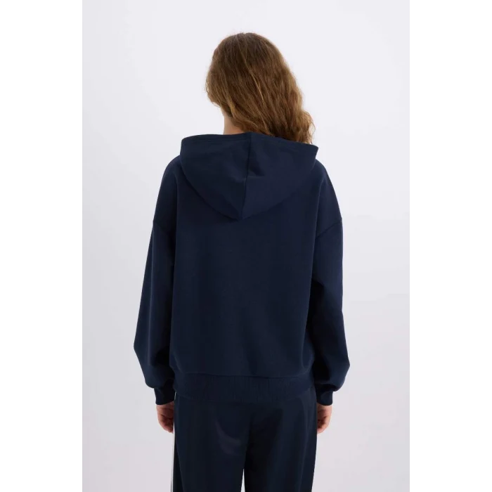 E3332 Loose Fit Kapüşonlu Baskılı Kalın Kumaş Sweatshirt