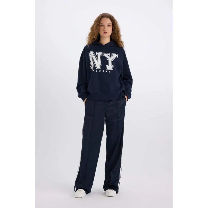 E3332 Loose Fit Kapüşonlu Baskılı Kalın Kumaş Sweatshirt