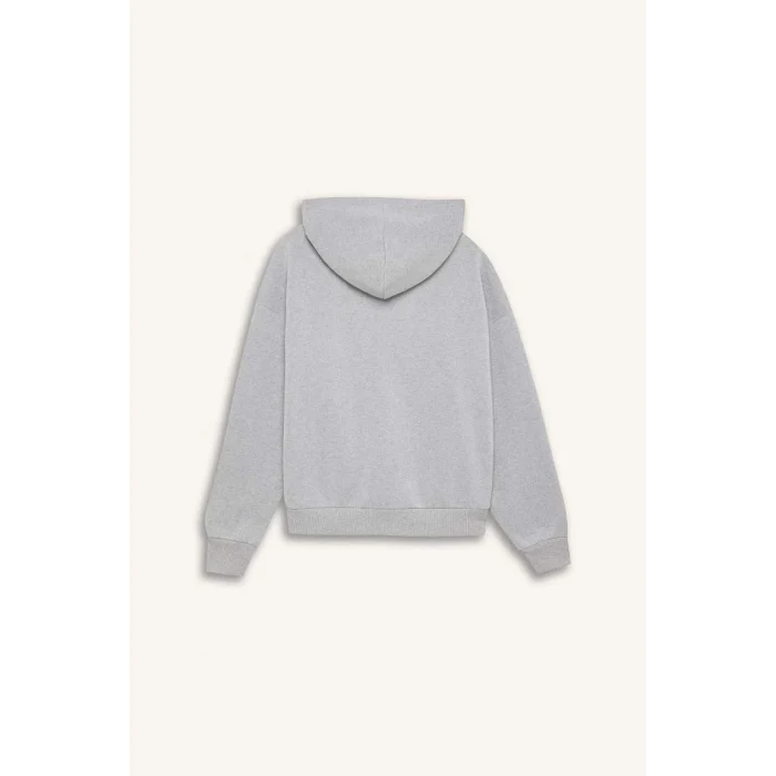 E3658 Oversize Geniş Kalıp Kapüşonlu Baskılı Kalın Sweatshirt Kumaşı Sweatshirt