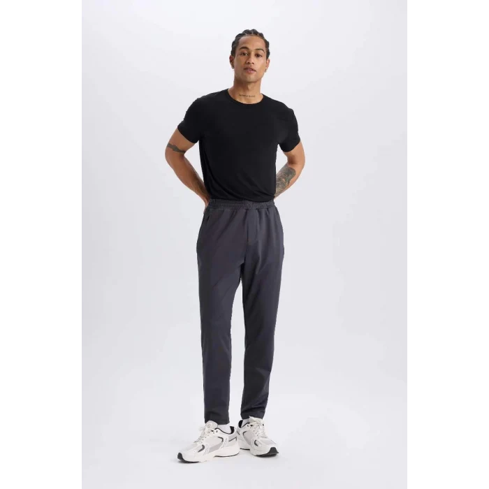 E3930 DeFactoFit Sporcu Jogger Slim Fit Dar Kesim Standart Paça Skuba Dalgıç Kumaş Beli Lastikli Düz Paça Eşofman Altı