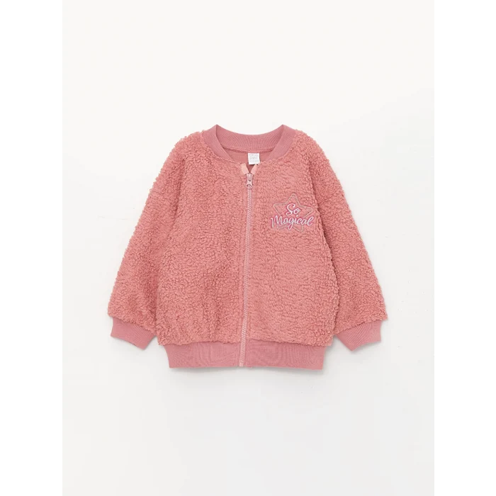 LCW baby Pembe Kız Bebek Fermuarlı Sweatshirt