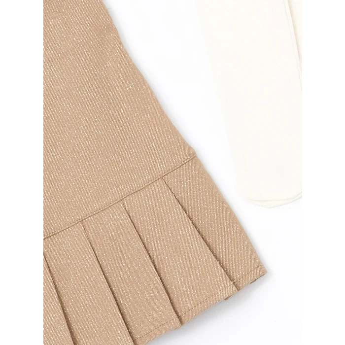 LCW Kids Bej Beli Lastikli Kız Bebek Etek ve Külotlu Çorap 2li Takım