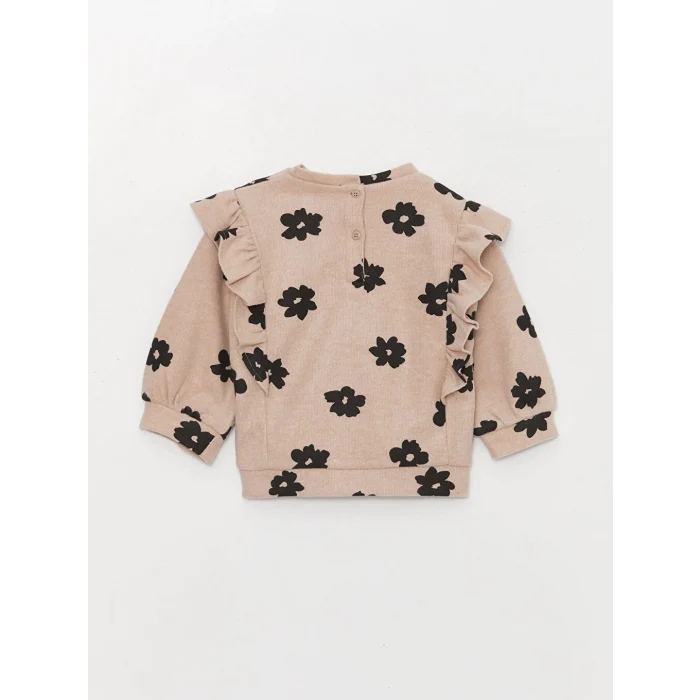 LCW baby Bej Bisiklet Yaka Kız Bebek Sweatshirt