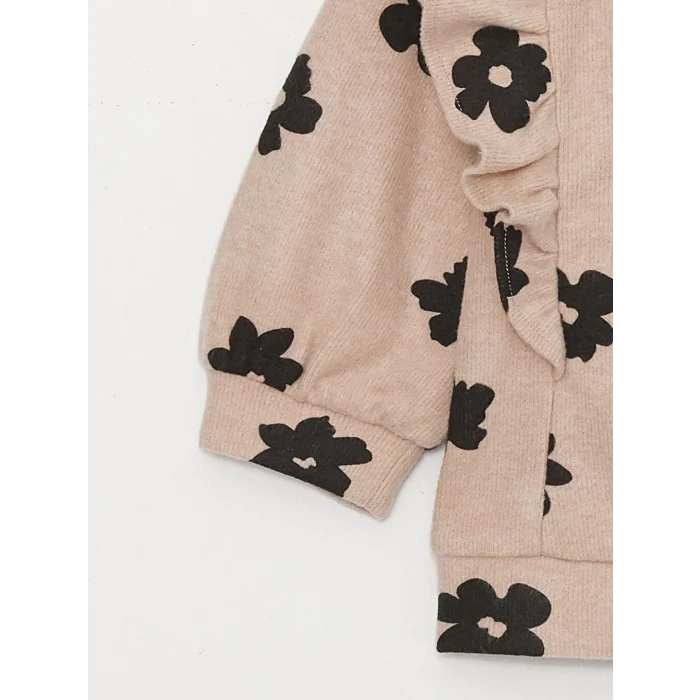 LCW baby Bej Bisiklet Yaka Kız Bebek Sweatshirt