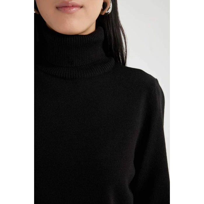 H1651 Regular Fit Yumuşak Dokulu Balıkçı Yaka Basic Düz Triko Kazak