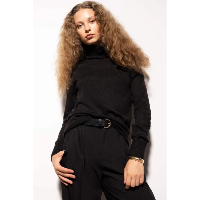 H1651 Regular Fit Yumuşak Dokulu Balıkçı Yaka Basic Düz Triko Kazak