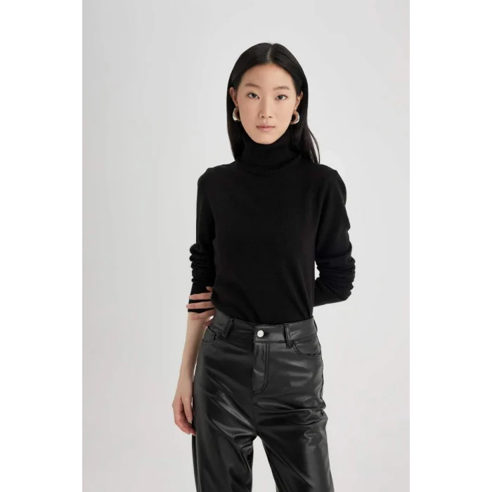 H1651 Regular Fit Yumuşak Dokulu Balıkçı Yaka Basic Düz Triko Kazak